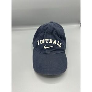 VTG Nike Silver-Tag Football Swoosh Navy Retro Sports Strapback Dad Cap Hat NICE